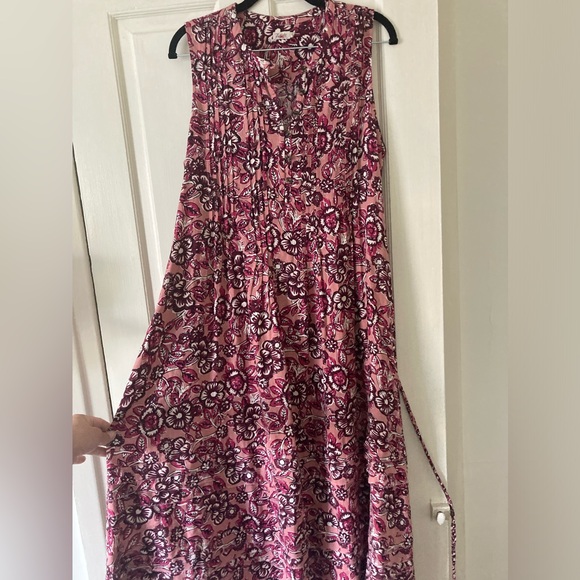 Faherty Isha MIDI Dress Linen Blend Size Medium Rose Desert Bloom Summer Beach - Picture 9 of 14